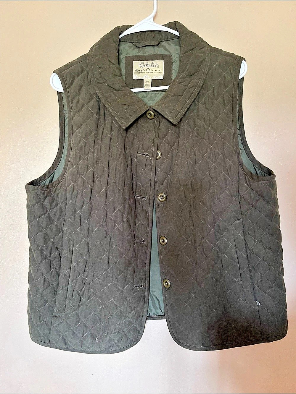 Cabela's Quilted Utility Vest in Green Size Large